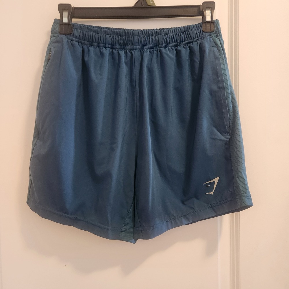 Gymshark Mens Athletic Training Shorts Teal Blue Mesh Side Panels Size S